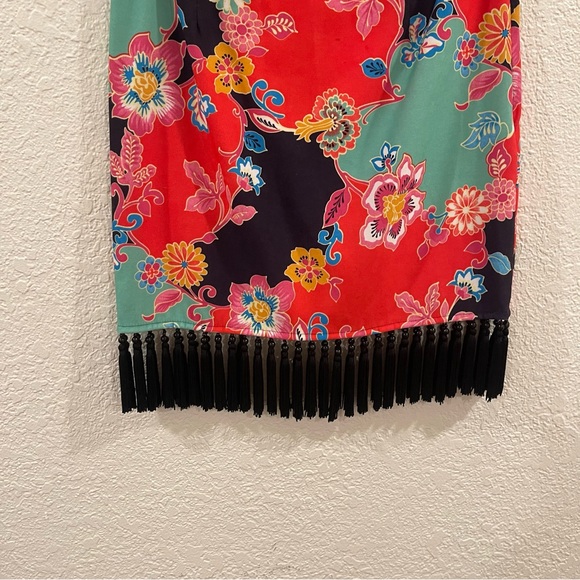 Vintage Linda Segal Colorful Floral Fringe Skirt - Picture 5 of 6